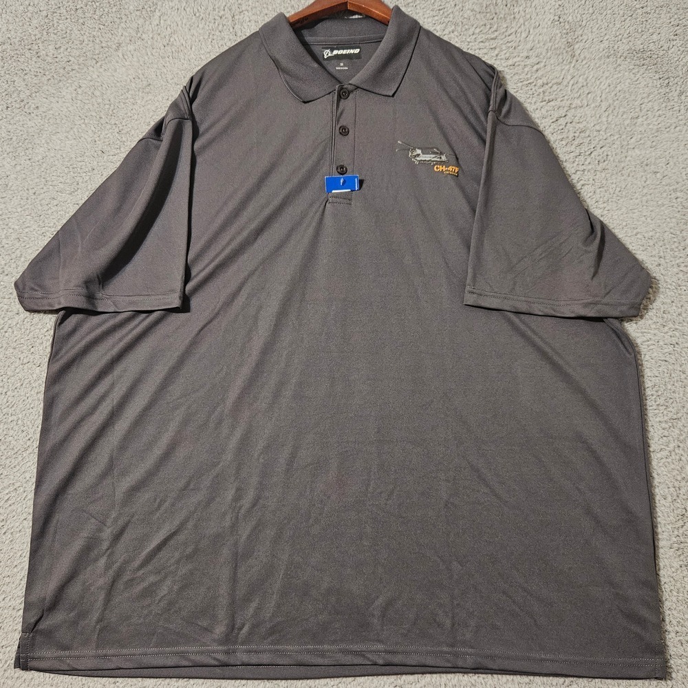 Boeing CH-47F Chinook Solid Gray Short Sleeve Polo Shirt Men's Size 3XL NWOT